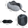 Memory foam resekudde | 3d nackkudde | set med ögonmask och öronproppar