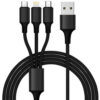 Billaddare med 3-i-1 kabel | 4 portar | quick charge 3a