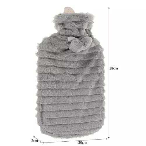 2l värmeflaska med fluffigt fodral | stor varmvattenflaska med plyschöverdrag - bild 5