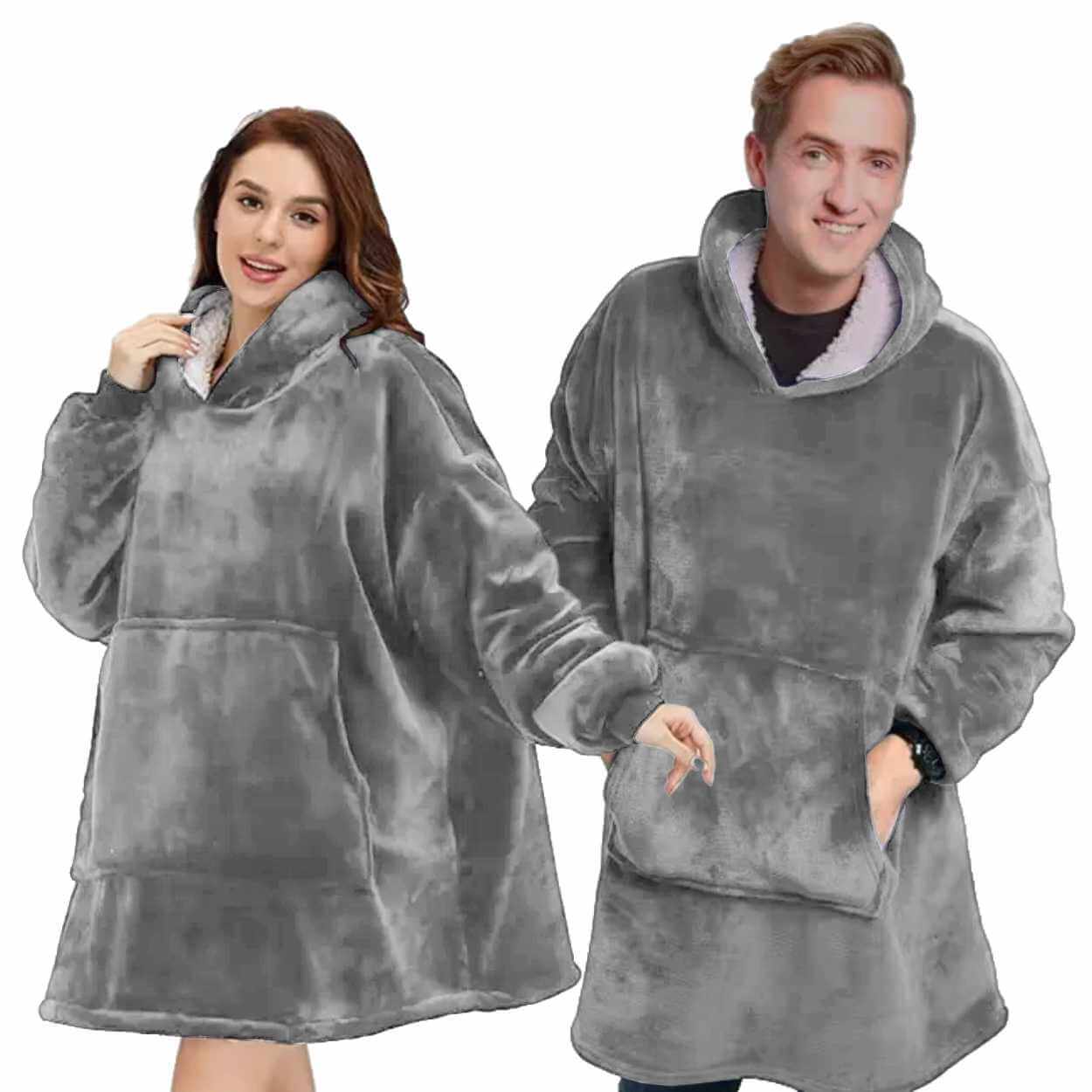 Snuggie oversize filt hoodie grå