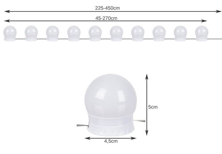 Led-lampor till sminkspegel | 10st självhäftande spegellampor med usb - bild 3