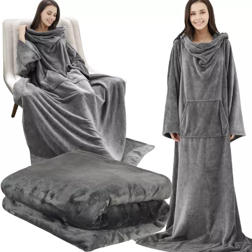 Superstor hoodie blanket | xxl filtmorgonrock grå