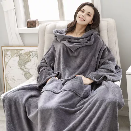 Superstor hoodie blanket | xxl filtmorgonrock grå - bild 7