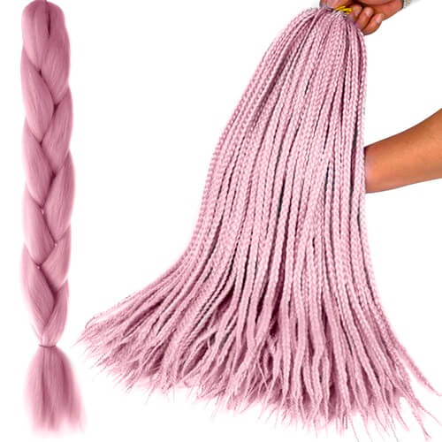 Jumboflätor | ombre flätor | syntetisk hårförlängning rosa 60cm