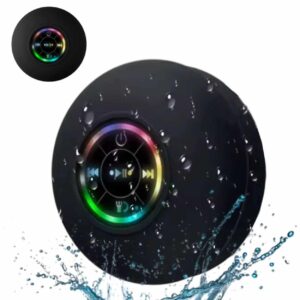 Vattentät Duschhögtalare med RGB LED - Bluetooth Högtalare med Sugkopp Svart