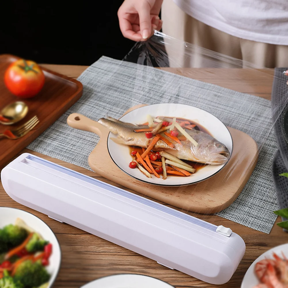 Plastfolie aluminiumfolie dispenser med sugkoppar för köket vit - bild 3