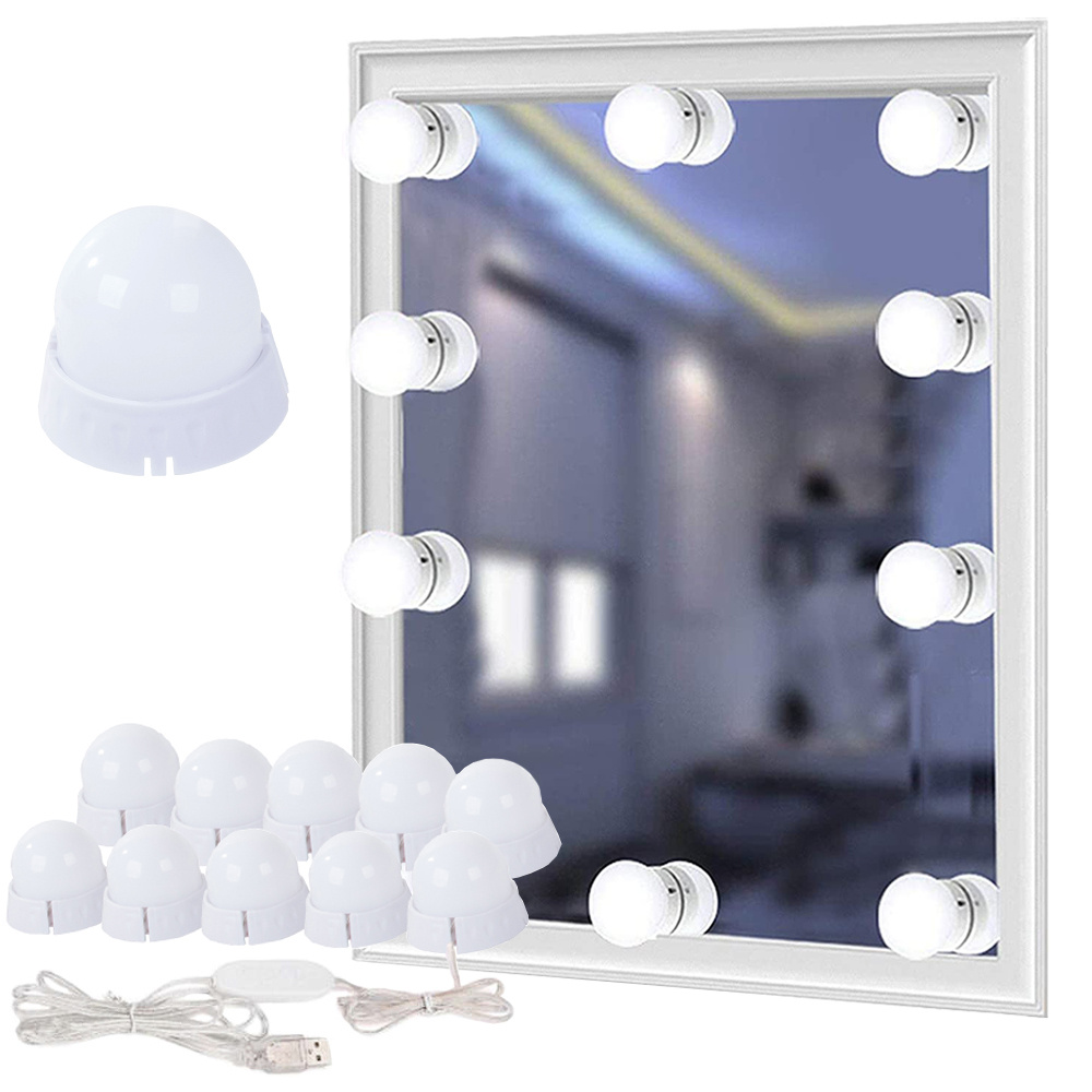 Led-sminkspegelbelysning - 10-pack med usb