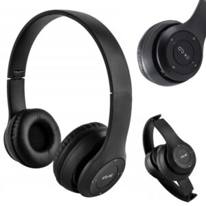 Trådløse Bluetooth-hodetelefoner on-ear med mikrofon svart