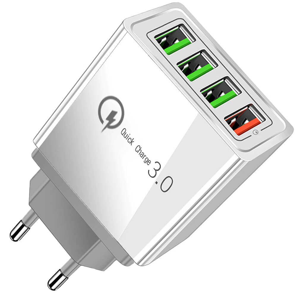 Snabbladdare 4x usb quick charge 3. 0 3. 1a vit