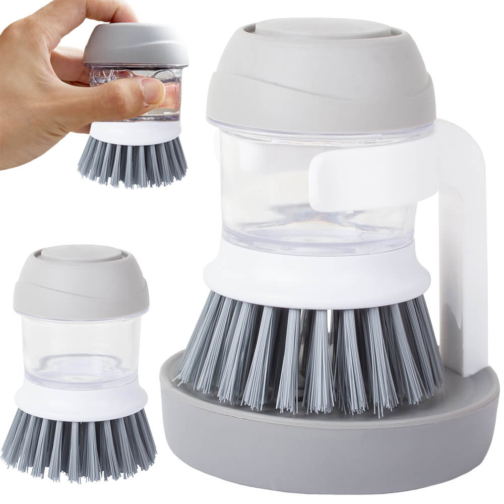Diskborste med diskmedelsdispenser och ställ