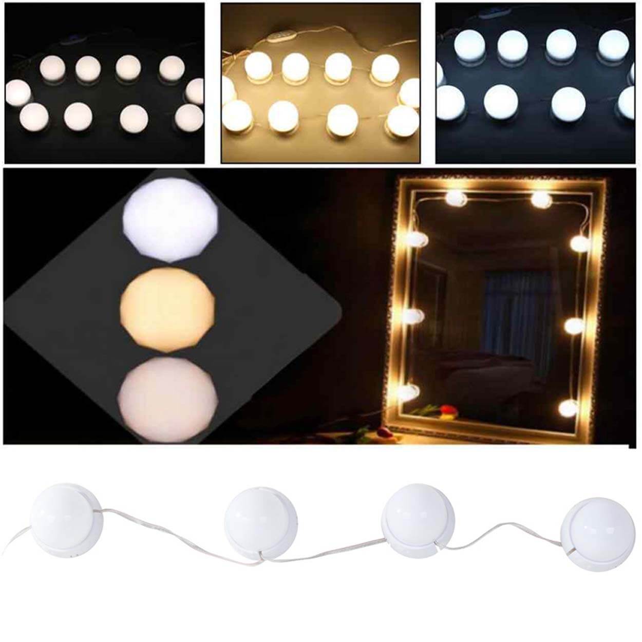 Led-sminkspegelbelysning - 10-pack med usb - bild 9