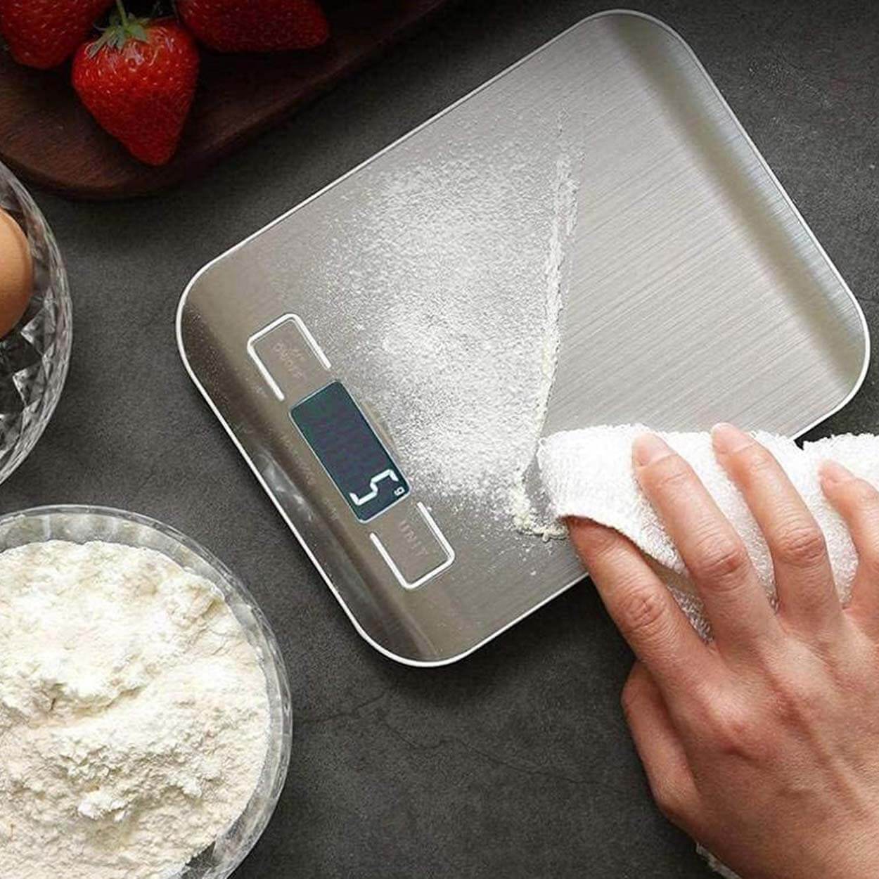 Smart kjøkkenvekt med app for å telle kalorier rustfritt stål 1g-5kg - bilde 6