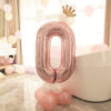 Stor stående sifferballong set | roséguld metallic nummer 0 110cm