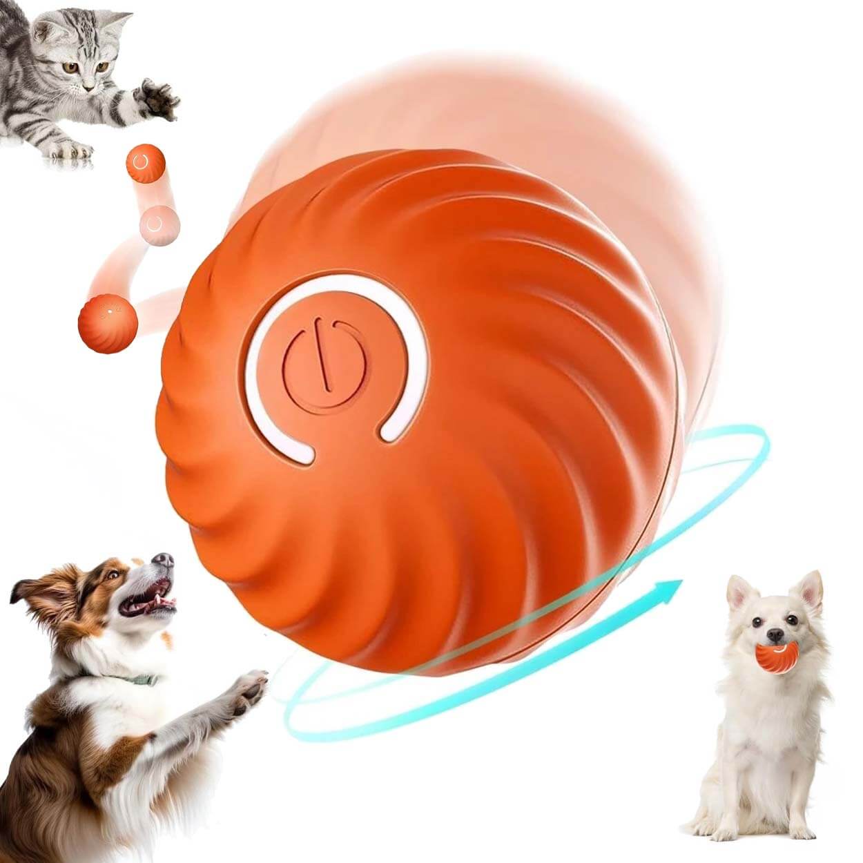 Smart automatisk rullende ball | interaktivt hunde- og kattelektøy
