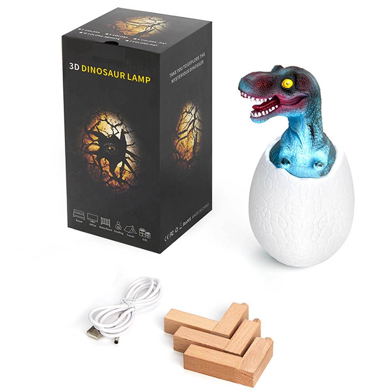 3d rgb led lampa dinosaurie t-rex nattlampa - bild 4