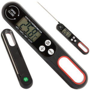 Vikbar digital kökstermometer instant read svart