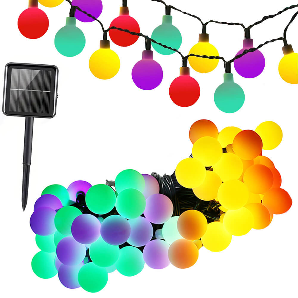 Solcellsdriven led-ljusslinga 40 färgglada lampor 7m
