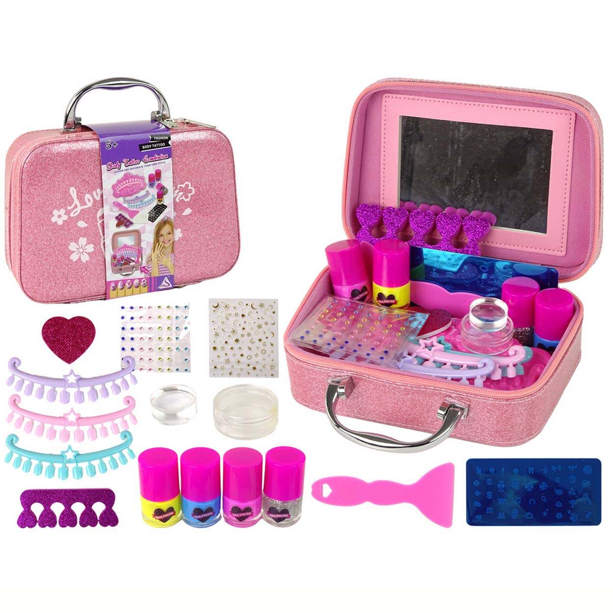 Smink- och nagellacksset för barn rosa