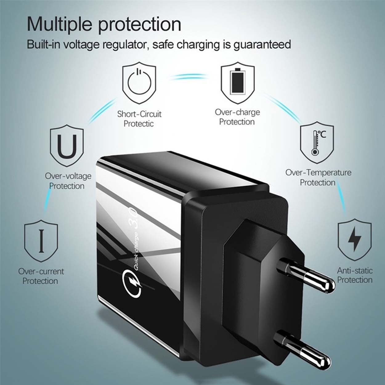 Snabbladdare 4x usb quick charge 3. 0 3. 1a vit - bild 7