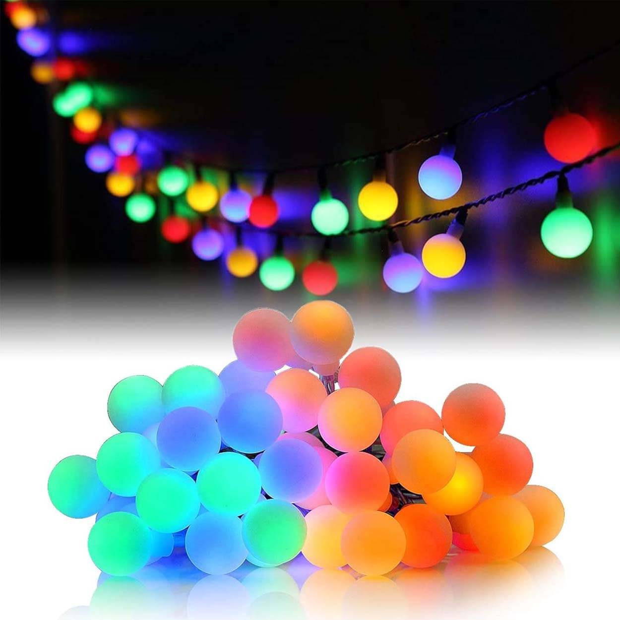 Solcellsdriven led-ljusslinga 40 färgglada lampor 7m - bild 2