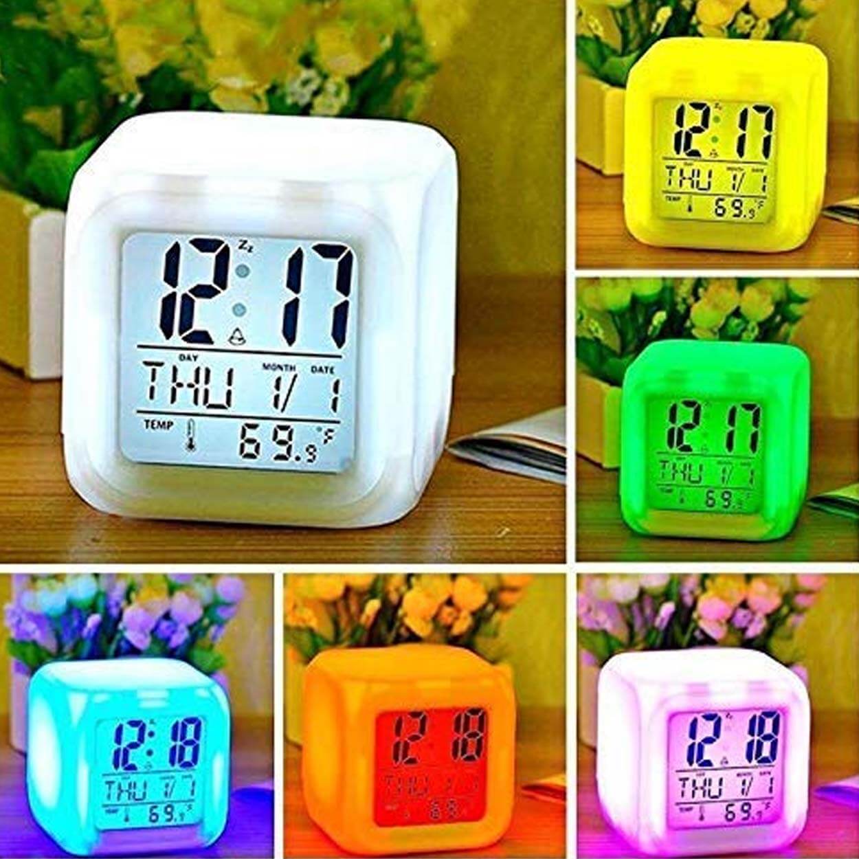 Väckarklocka rgb led nattlampa alarmklocka - bild 2