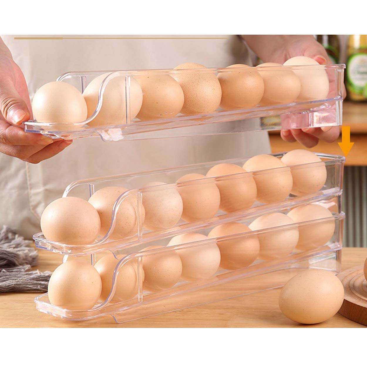 2 stk. Eggdispenser til kjøleskap | eggeboks for 14 egg transparent - bilde 8