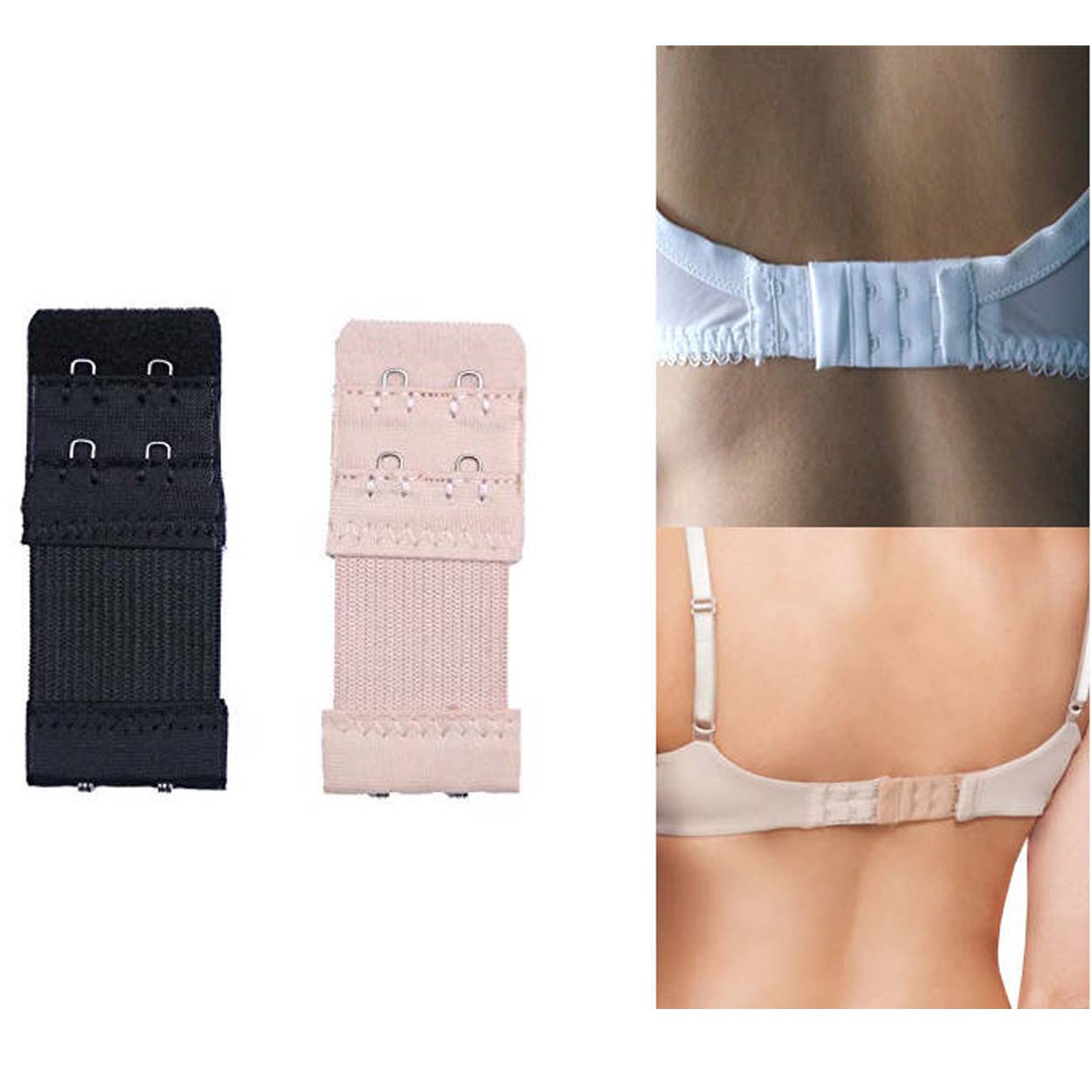 3-pack bh-förlängare svart, vit och beige - bild 2