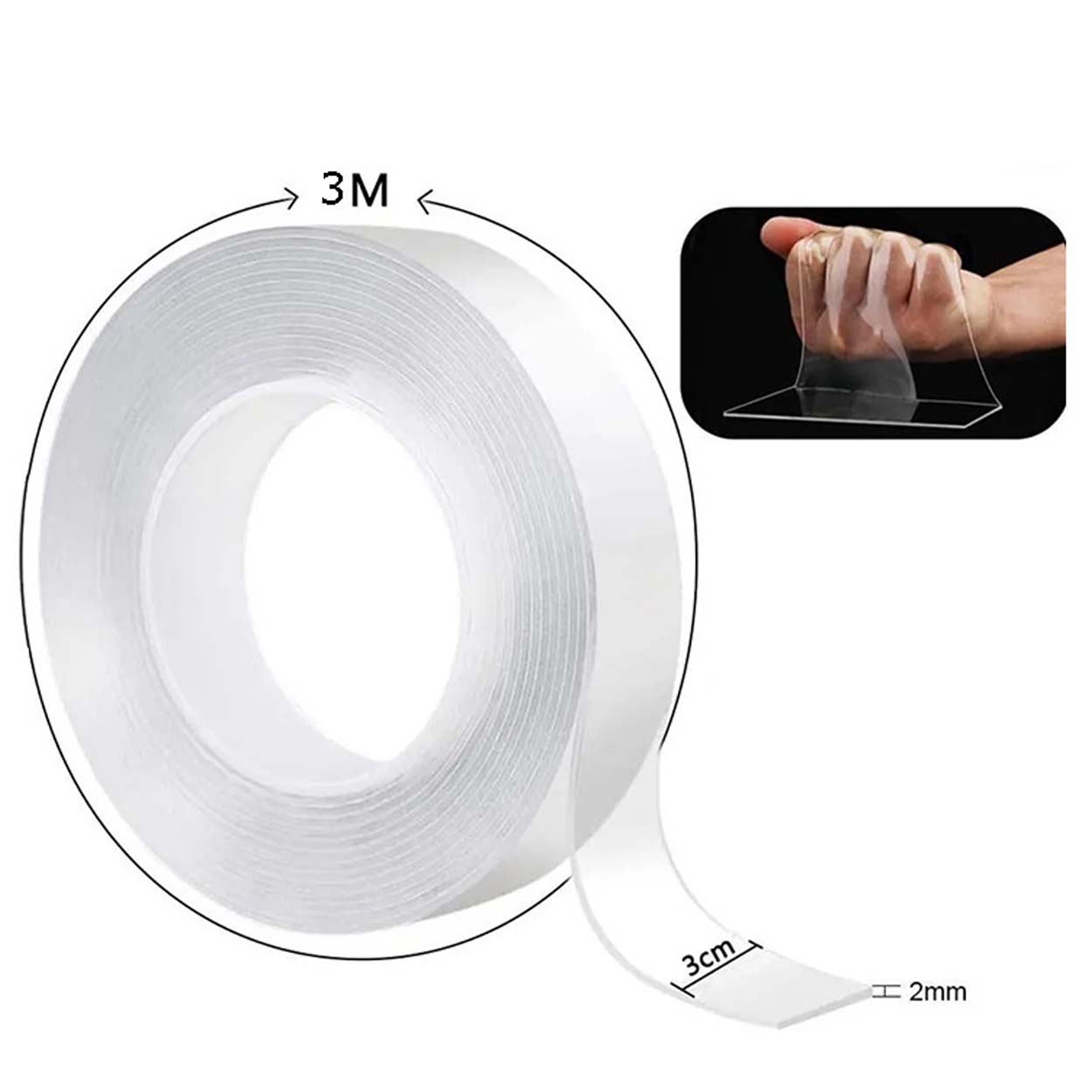 Dobbeltklebende nanotape transparent 3 m - bilde 2