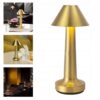 Retro oppladbar bordlampe i metall dimbar gull