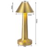Retro oppladbar bordlampe i metall dimbar gull