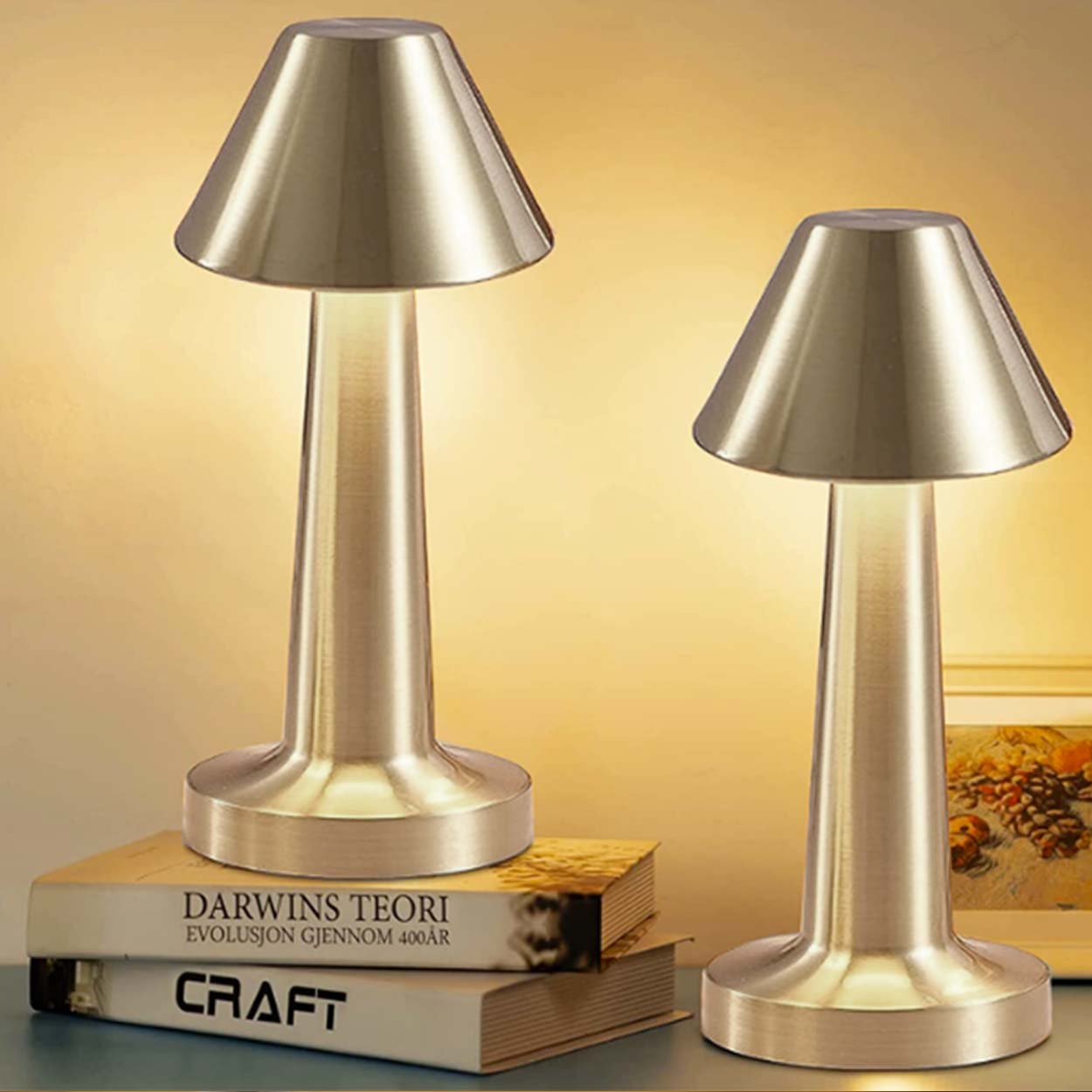 Retro uppladdningsbar bordslampa i metall dimbar silver - bilde 5