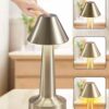 Retro uppladdningsbar bordslampa i metall dimbar silver
