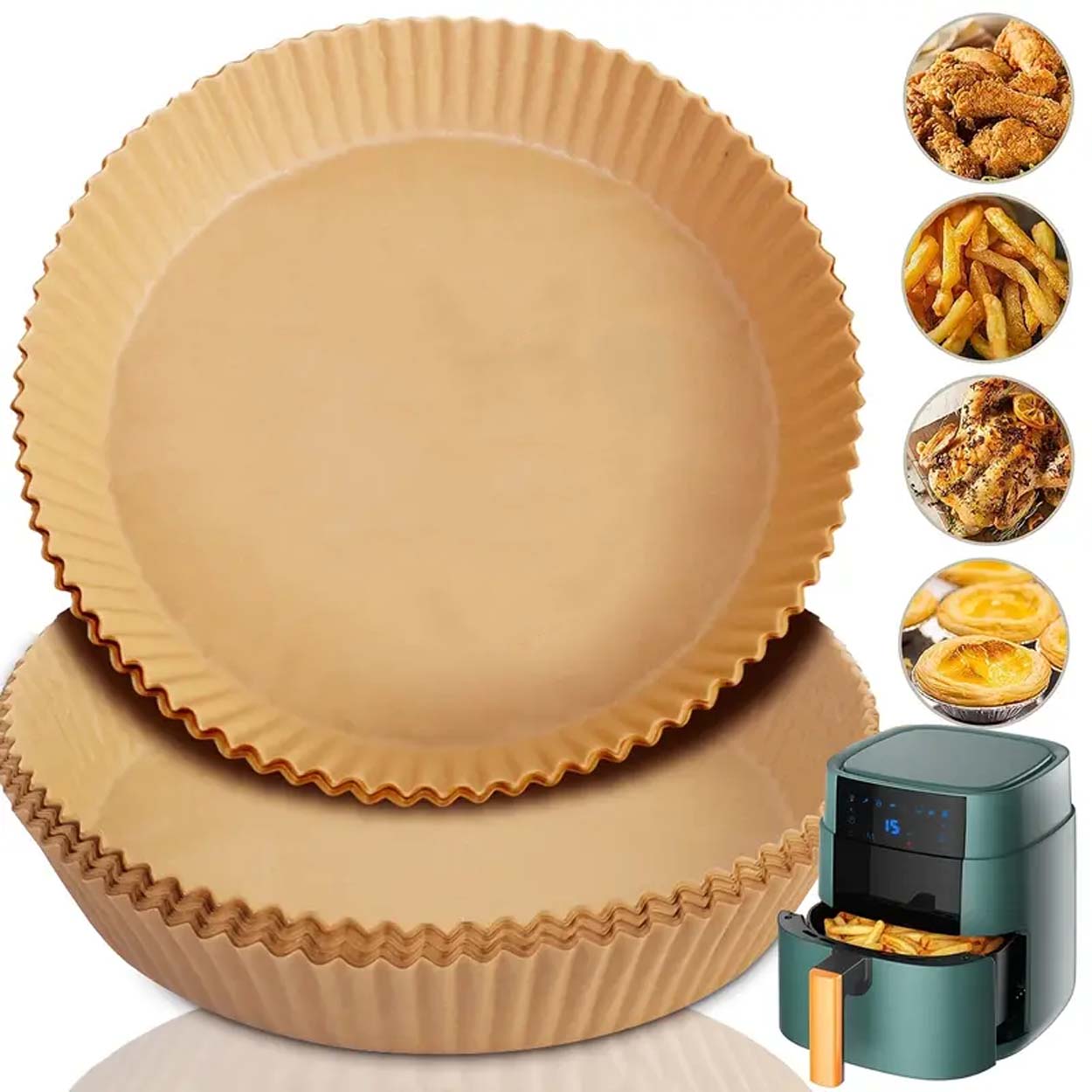 100st airfryer papper - engångspapper för luftfritös 20cm