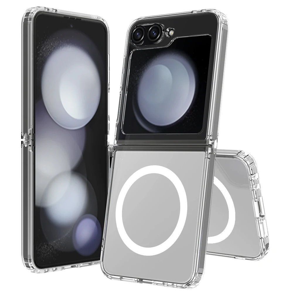 Galaxy z flip 6 magnetiskt mobilskal magsafe kompatibel genomskinligt