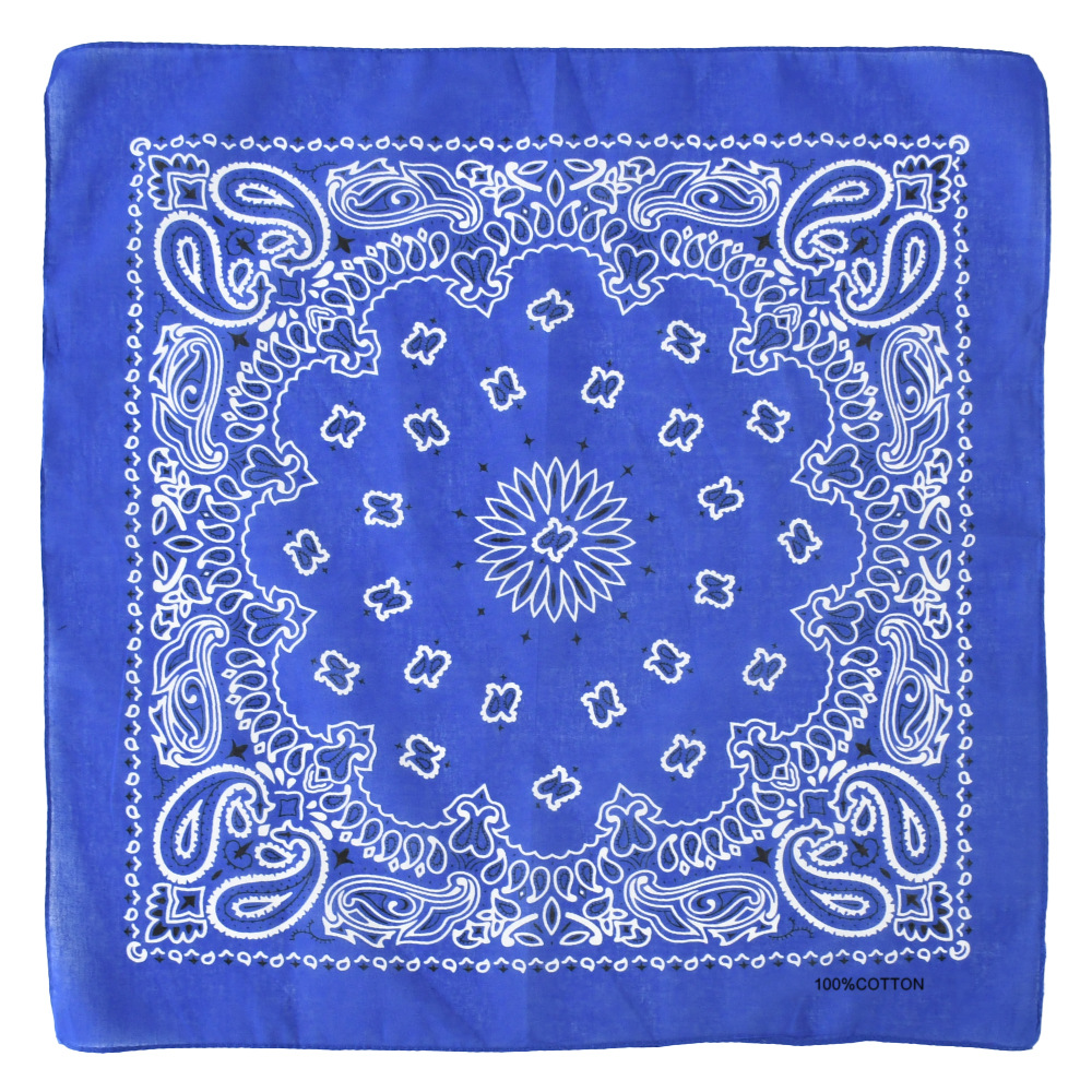 Dubbelsidig bandana i 100% bomull – paisleymönster 55x55 cm, blå