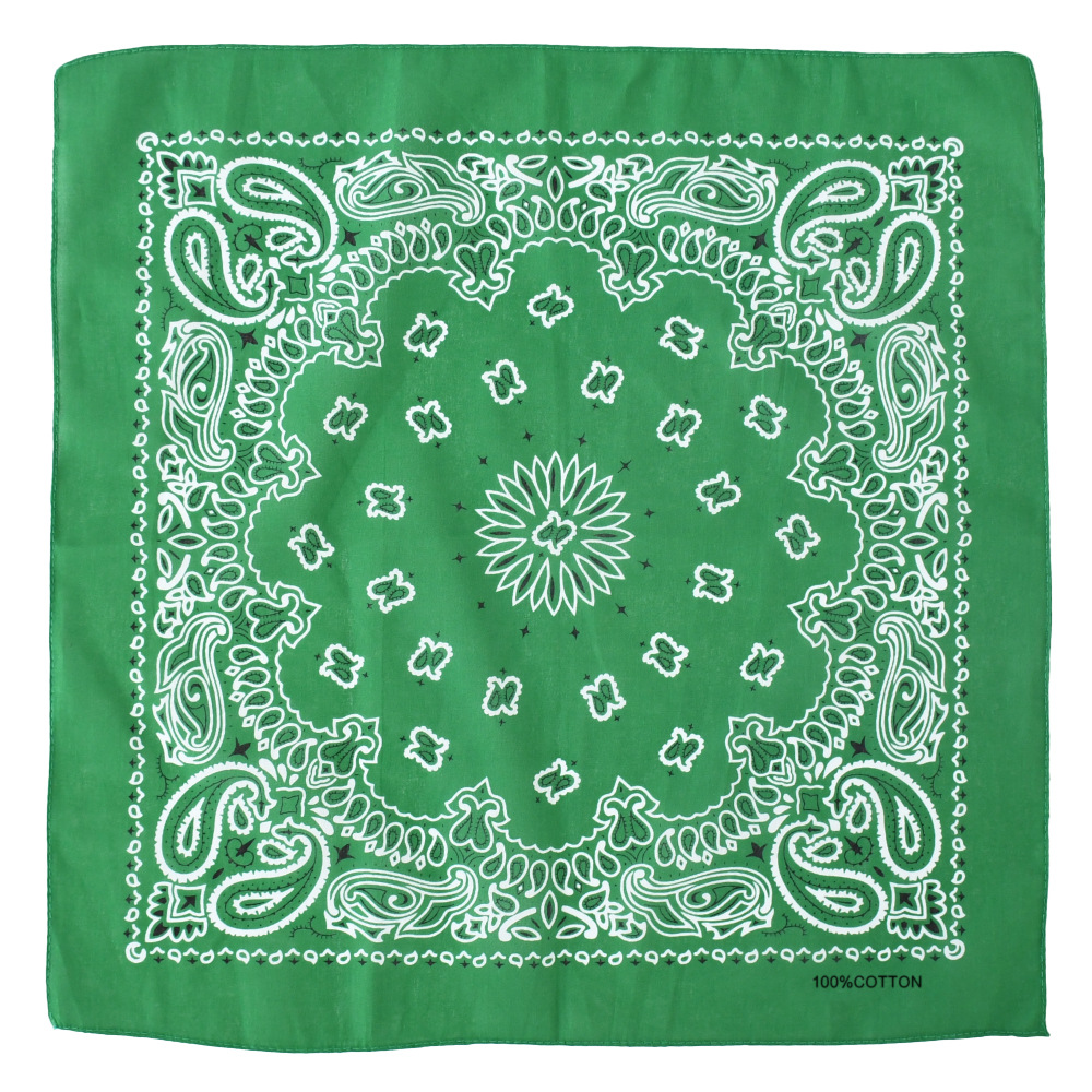 Dubbelsidig bandana i 100% bomull – paisleymönster 55x55 cm, grön