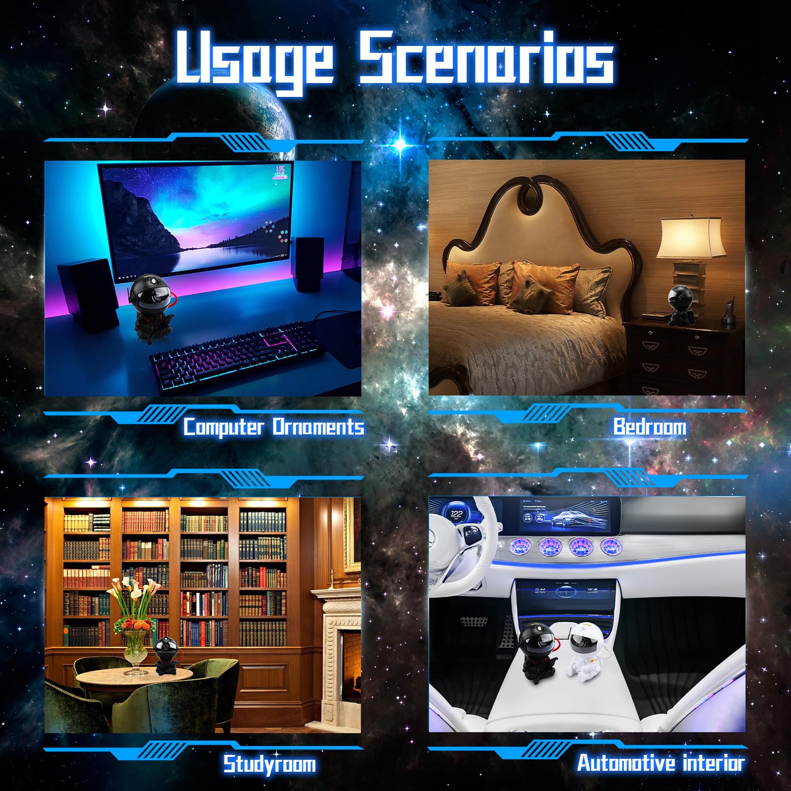 Astronaut nattlampe | rgb galaxy-lampe med supernova-stjernehimmel - bilde 6