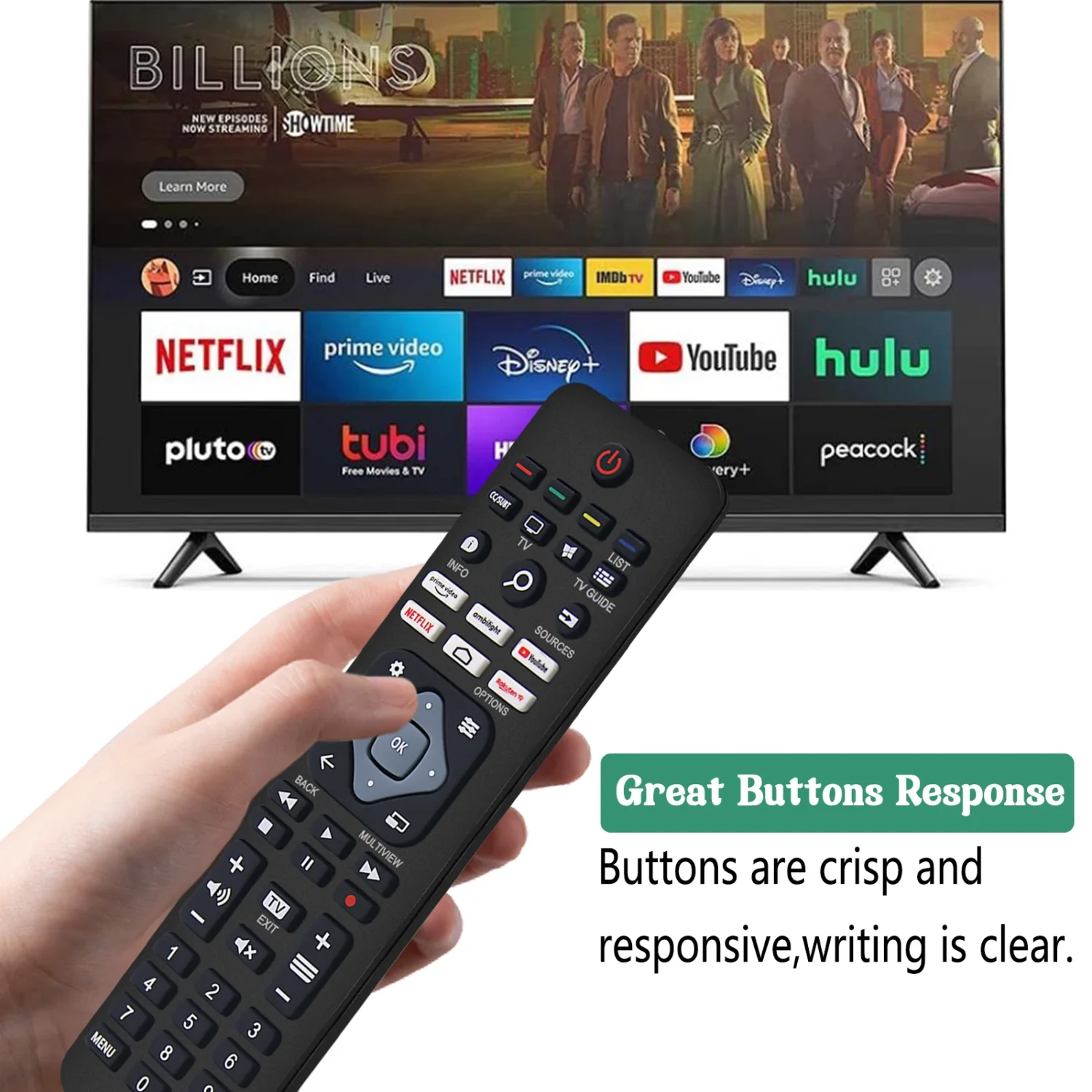 Philips kompatibel tv-fjärrkontroll ambilight | universal alla philips smart tv, led, lcd, hdtv, 3d - bild 10