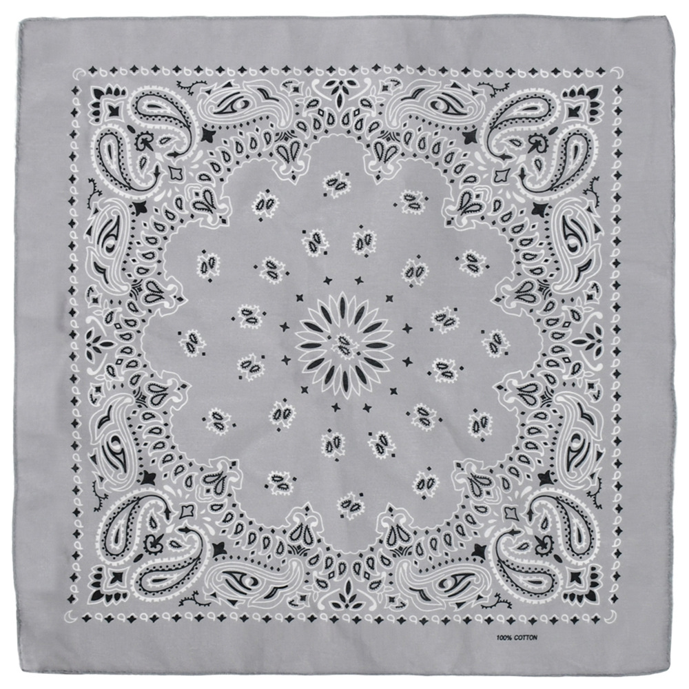 Dubbelsidig bandana i 100% bomull – paisleymönster 55x55 cm, ljusgrå
