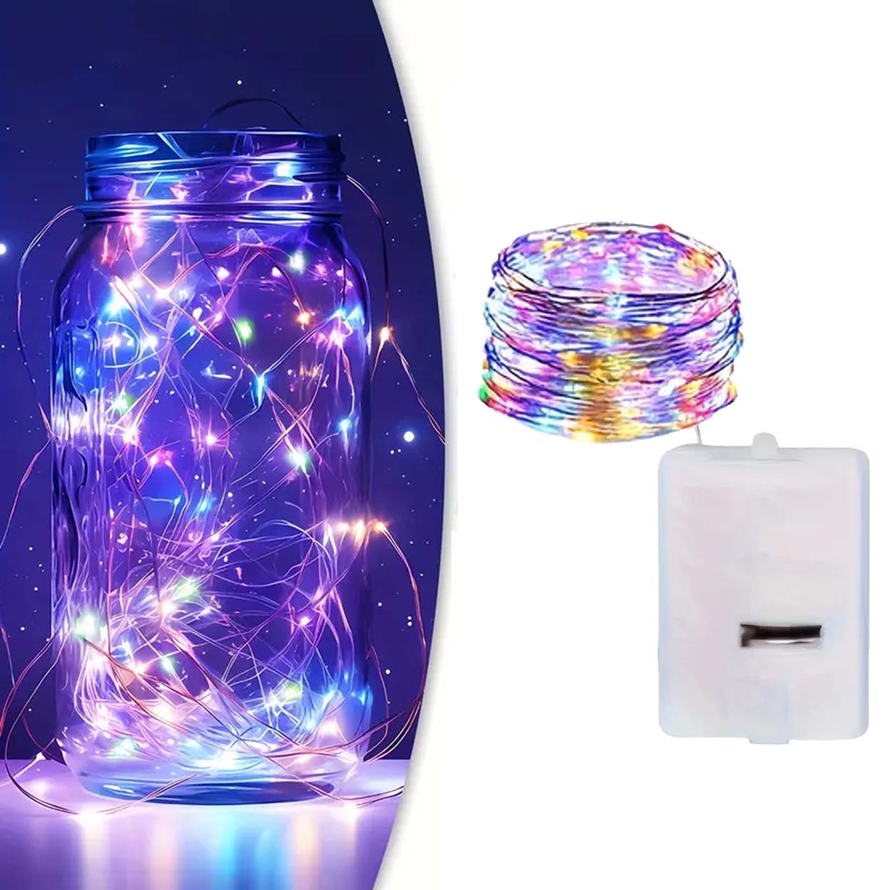 Batteridriven led ljusslinga flerfärgad 1m