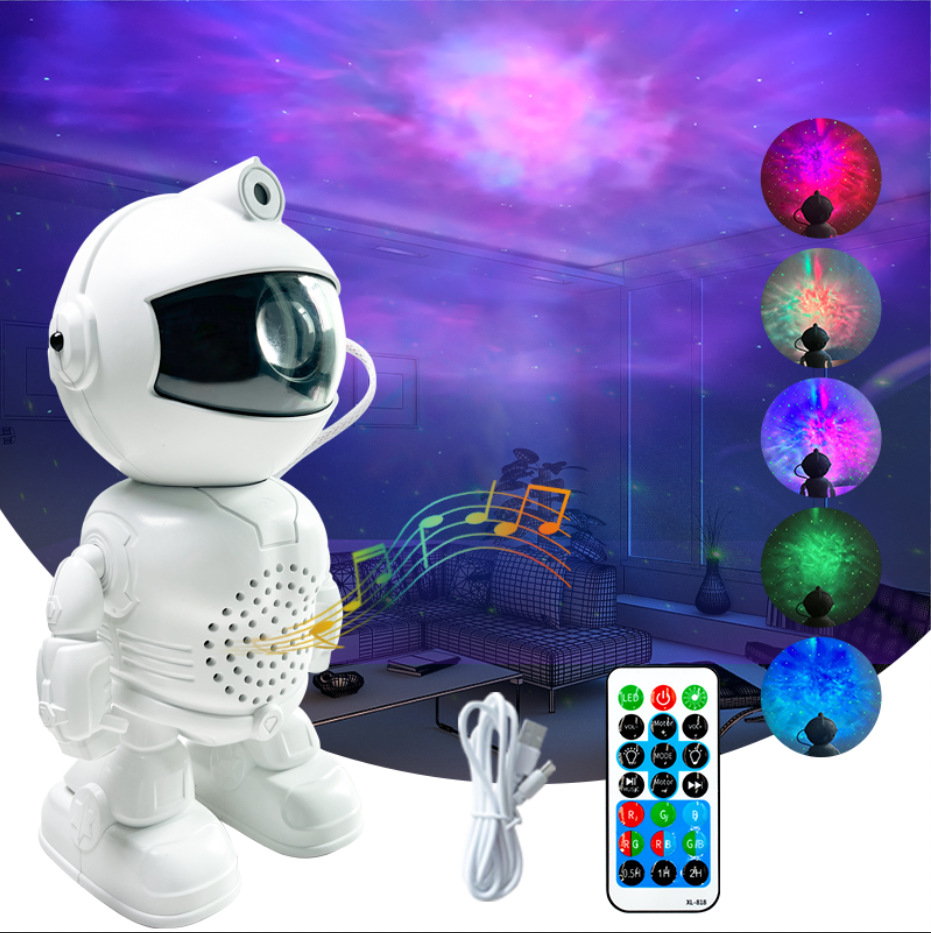 Astronaut stjerneprojektor | galaxy-nattlampe med bluetooth-høyttaler