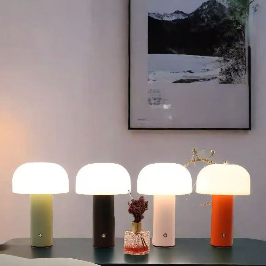 Retro bordslampa svamp | trådlös uppladdningsbar led lampa vit - bilde 5