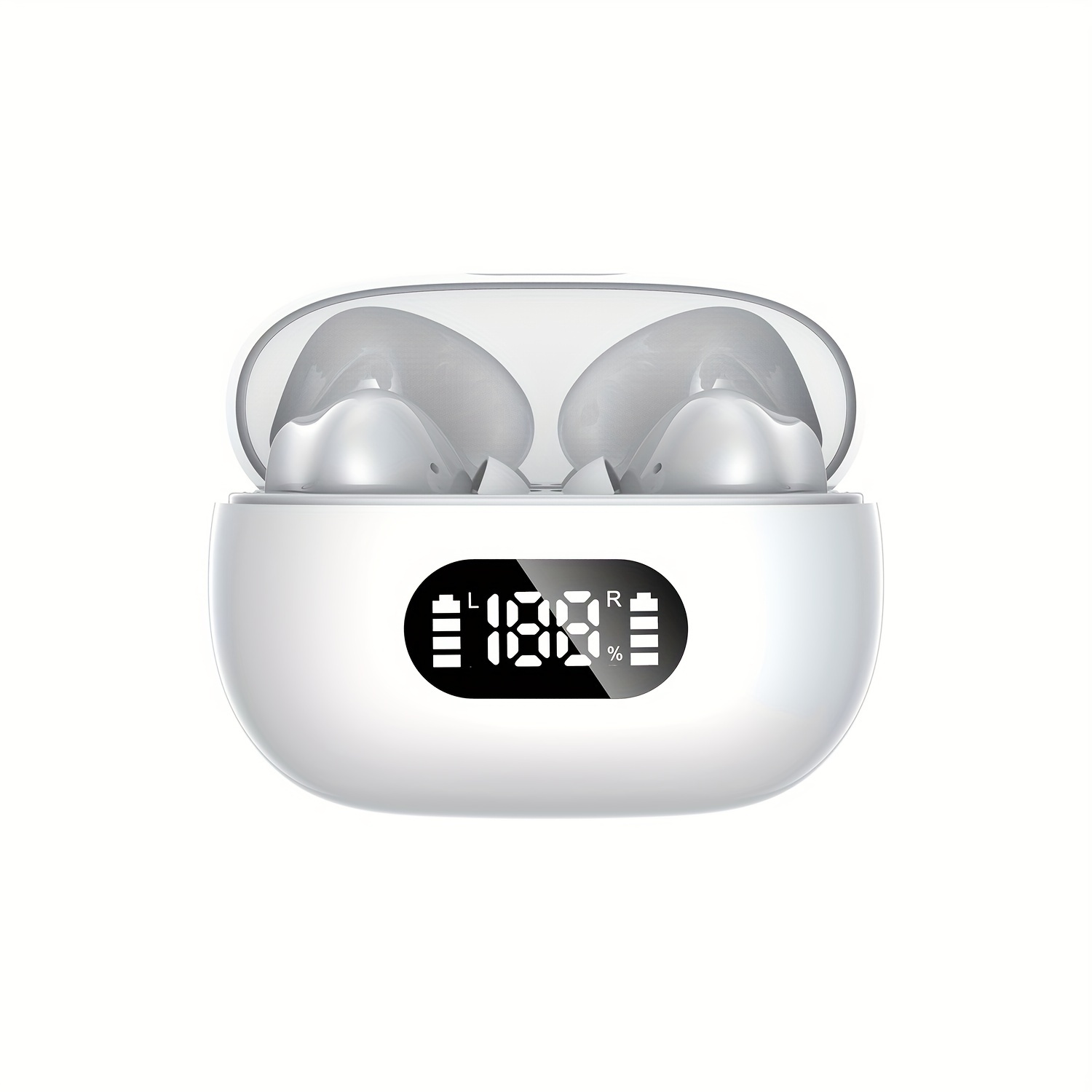 Trådlösa bluetooth in-ear hörlurar med led-laddningsetui och mikrofon vit - bilde 2