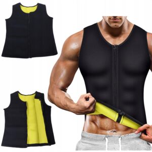 Neoprene Slimming Sauna Vest Midjetränare för Män Svart M