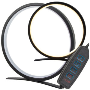 Bordslampa LED rund ring 25 cm dimbar USB varm/kall/neutralt ljus