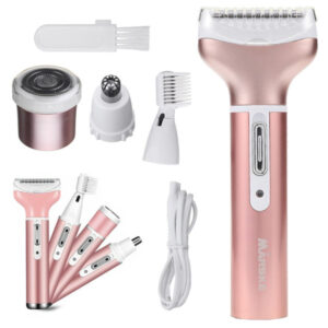 4-i-1 USB-oppladbar damebarbermaskin med utskiftbare hoder