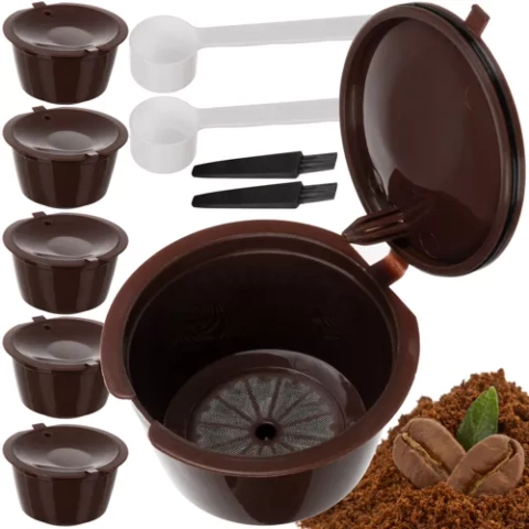 6-pakning gjenbrukbare kaffekapsler for nespresso og dolce gusto