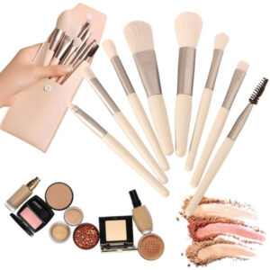 Professionellt Set med 8 Ögonmakeupborstar & Ögonbrynsborstar med Etui