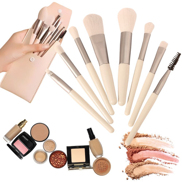 Professionellt set med 8 ögonmakeupborstar & ögonbrynsborstar med etui