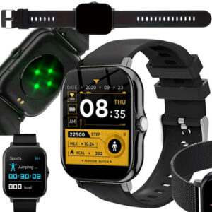 FitPro Bluetooth smartklokke med 2 armbånd | Puls, blodtrykk, søvn og bevegelse, svart